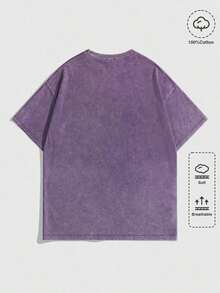 Summer TopsEWH Vintage Washed Rock Tee| Band Skull Print, Alternative Metal Fans Short - Sleeve,Cheap Clothes,Shirts Graphic,T Shirt DG004Loose And ComfortableSummer Clothes - 紫色 2 - 查看 2