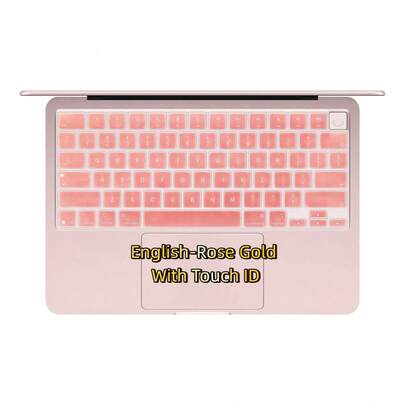 1pc English Ultra Thin Silicone Keyboard Cover US Layout Compatible With MacBook Neo 13 Inch (A18) Pro 2026 Release Model A3404 512GB With Touch ID-Noise-Reducing Design,Wear-Resistant Printing,Smooth Typing,3colors Available