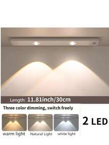 1 Stück LED Bewegungssensor Schrankleuchte, mit Bewegungssensor und 3-farbiger Farbtemperaturwechselbarer Lichtleiste, 3 Farben, Wandleuchte, selbstklebend, kabellos, geeignet für Küchenbeleuchtung, Schuhschrank, Schrankbeleuchtung, Ausstellungsstand, Kleiderschrank, Küchendekoration, Tastensteuerung, dimmbar, Heimdekoration LED Licht, minimalistische Dekoration, modisches Design, hochwertige Beleuchtung, Heimdekoration, Batteriekapazität 200mAh, 300mAh, 400mAh, 500mAh - Katzenaugenlampe - Übersicht 20