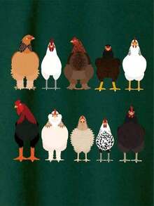 T-Shirt With Rooster Print And Round Neck - 綠色 - 查看 5