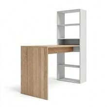 Cosmic Desk With Bookshelf - Artik White (Matte White) - Canadian Oak - View 5