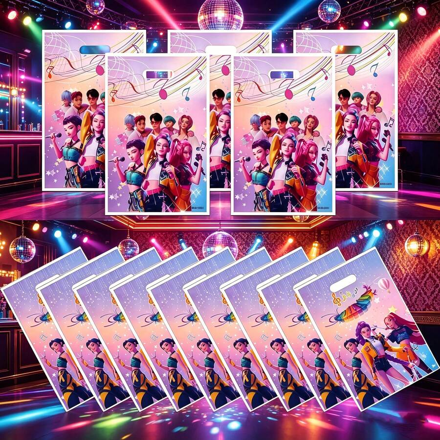 10个/套 时尚韩流粉丝礼品袋，生日派对礼品袋，适用于演唱会和粉丝聚会，可爱韩流派对礼品袋（款式随机） - 彩色 - 查看 1