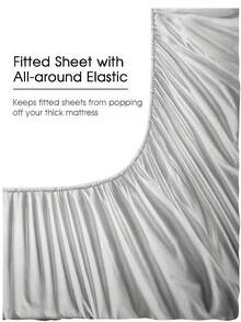 1pc Ombre Gray Fitted Sheet, Mattress Protector, Suitable For All Bed Sizes - Twin, Full, Queen, Soft & Breathable, Fits Mattress Depth Up To 11.8 Inches, Home Textile - Multicolor - View 4