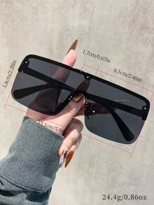 Frameless Integrated Large Frame Fashion Glasses, Protection, Fashionable Monobloc Design, Visually Slimming - Multicolor - View 9