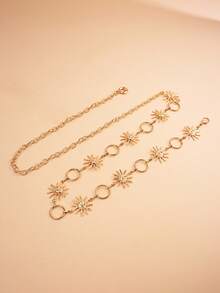 1pc Punk Hoop Waist Chain, Metal Thorn Decor, Retro Exaggerated Round Circle Body Chain For Women, Fashion Accessory For Party, Date, Daily Wear, Festival Gift - Gold - View 6