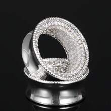 1pc Glam Full CZ Diamond Ear Gauges, Hypoallergenic 316L Stainless Steel Double Flared Ear Tunnels, Luxury Piercing Accessories For Stretched Ears - Circle-2 - View 4