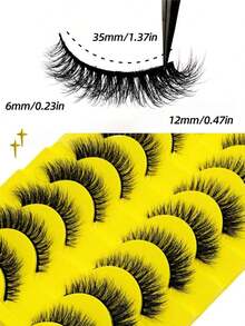 10 Pairs Manga Spiky Lashes Natural Soft Clear Band Comic Styles Eyelashes Anime Look Eyelash Wispy Strip Manga Look False Eyelashes Perfect For Daily Use Reusable - Lông mi mèo - Xem 7