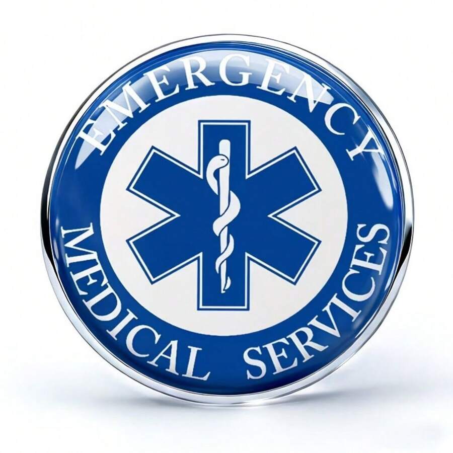 2DFLAT 蓝白医疗急救服务圆形扁平胸针，采用优质材料制成，蓝色外环搭配白色内环，中间饰有经典急救标志，清晰显示“紧急医疗服务”字样，不锈钢材质，防锈耐刮擦，时尚美观，适合各种场合佩戴。 - A - 查看 1
