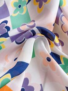 1pc 70*70cm Square Silk Scarf, Women's Satin Printed Headscarf, Neckerchief, Headband, Fashion Ladies Shawl, Scarf,Travel Essential,Beach Towel - Multicolor - View 3