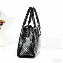 3件套女士PU手提包套装，优雅时尚托特包，带零钱包和卡包，多功能大容量单肩包，时尚独特设计，多种颜色可选 - 黑色 - 查看 3
