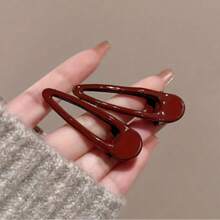 2pcs/2026, New Year Atmosphere, Wine Red Hair Clip - Non-Slip, Durable, Minimalist Design, Compact And Portable, Suitable For Daily Use, Lightweight And Small, Elegant Hair Accessory, New Year Edition Hair Clip - 2pcs - View 3