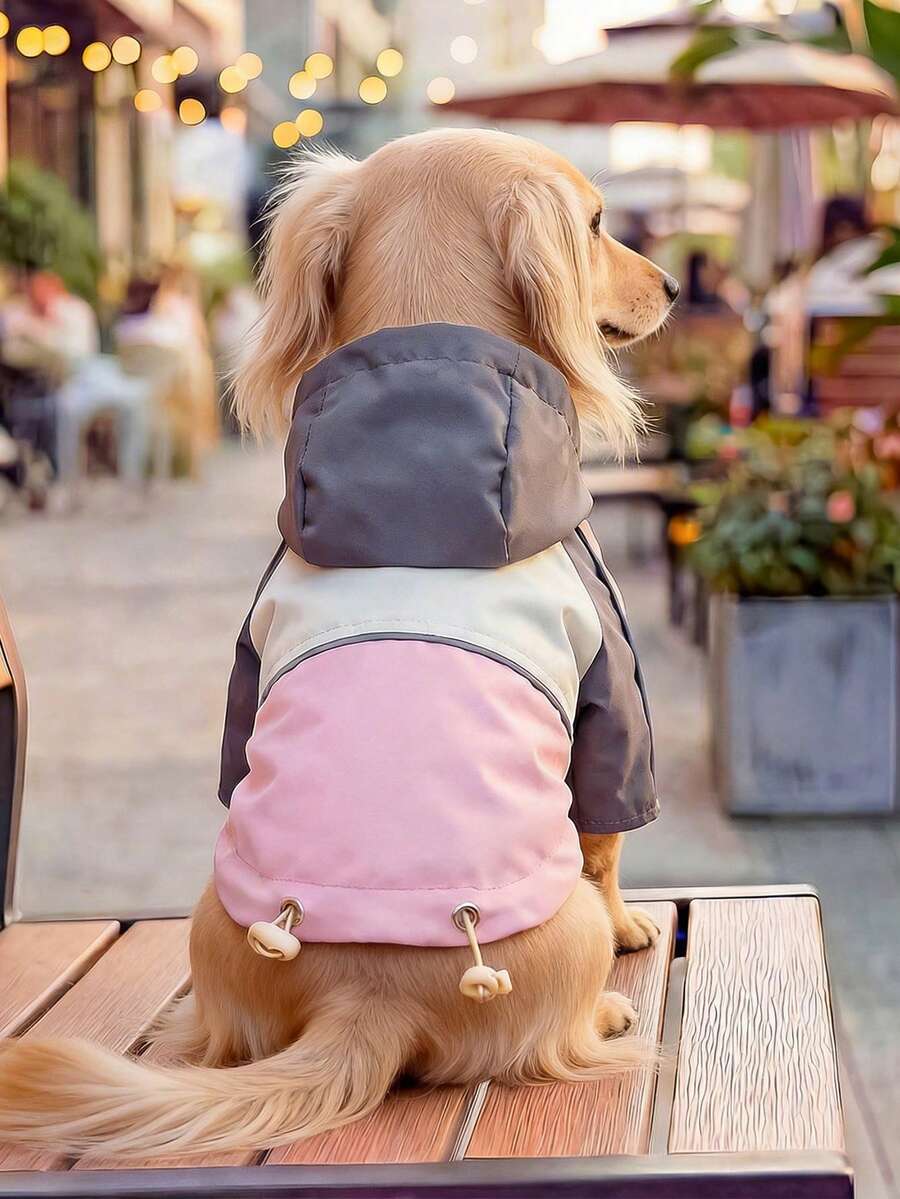 PETCIRCLE 1件宠物户外室内服装,欧韩风贵宾犬、泰迪犬、小型犬及幼犬、猫咪休闲舒适风衣 - 粉灰色 - 彩色 - 查看 1
