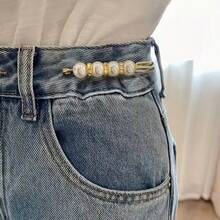 2/4/8/10/20pcs Women's Pearl Waist Pin Adjustable Fastener Buckle, Waist Tightening Anti-Exposure Brooch Accessory (No Card) - Black and White - View 8