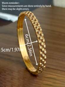 3/1pc 18K Gold Plated High Quality Stainless Steel Four Flower Gear Women Bracelet, Multi-Element Jewelry Set For Women, Featuring Chain, Gear And Four-Leaf Clover Design, Fashion Versatile, Suitable For Daily Wear, Party, Holiday, Birthday, Wedding, Valentine's Day, Also As Mother's Day Gift For Mom. Non-Fading, Suitable For Daily Wear. - Gold - View 6