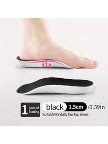 1/2 Pair Silicone Height Increasing Insoles, Height Increase 1.5-3.5cm/0.59-1.38in, Unisex, Invisible Soft Shoe Inserts, Breathable Shock Absorption, Comfortable For Sports (Random Packaging) - Black - View 10