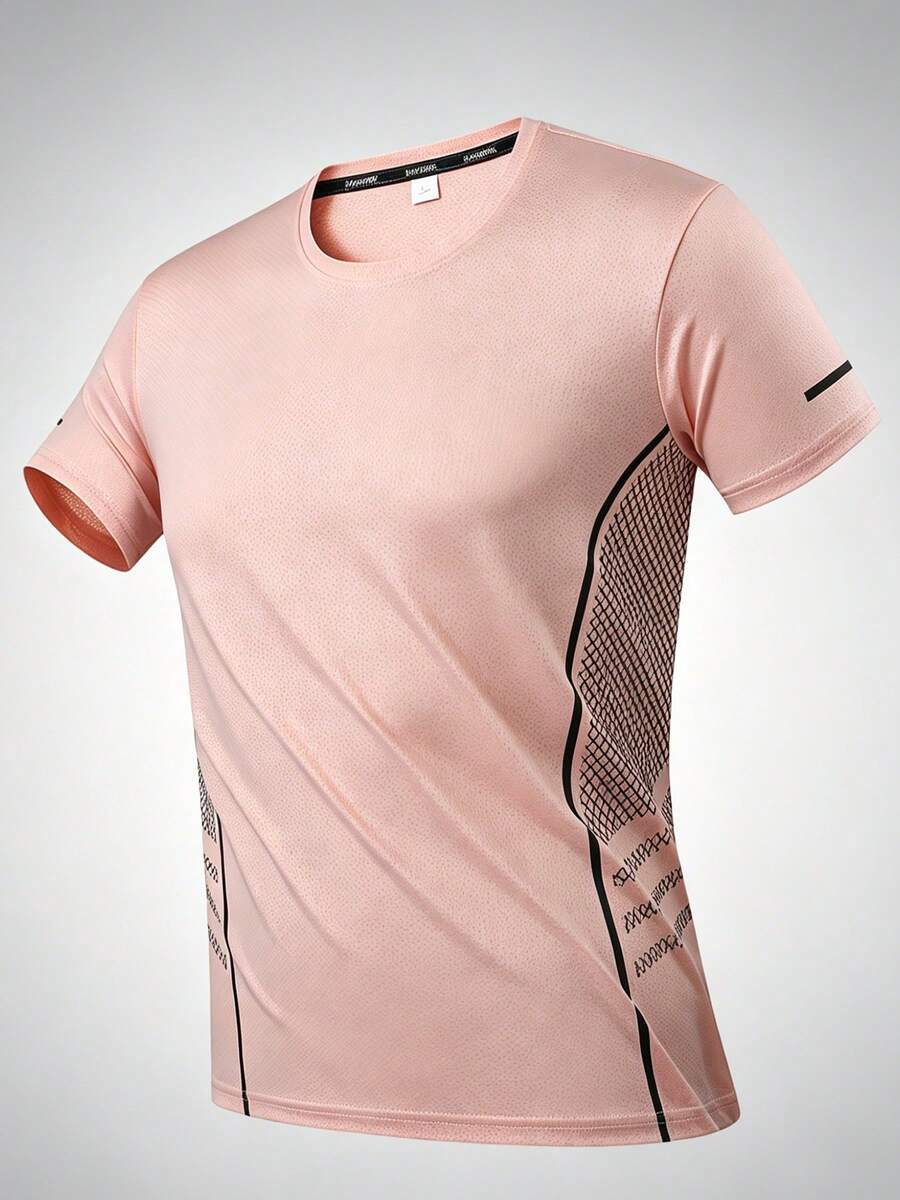 Men's Summer Ice Silk T-Shirt, Loose Fit Crew Neck Sports Running Top, Gym Top