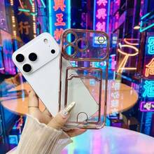1pc Purple Electroplated TPU Bumper Soft Case With Card Slot, HD Angel Eye, Transparent Minimalist Scratch-Resistant Protective Cover, Suitable For Samsung Galaxy S25 Ultra/S25 Plus/S25/S25 Edge/S25 FE/S24 Ultra/S24 Plus/S24/A57/A37/A17/A07/A56/A36/A26/A55/A35/A25/A15/A24/A34/A14/A16/A06 And Apple 17 Pro/17 Pro Max/17/17E/16 Pro/16 Pro Max/16 Plus/16/16E - Purple - View 3