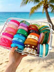 Bộ 8/5/4/3/1 chiếc vòng tay BOHO cổ điển, thanh lịch, phong cách Bohemian, dành cho kỳ nghỉ hè, kiểu dáng bất đối xứng, hình học, màu tím, cà phê, xanh dương, xanh lá cây, hồng, chất liệu nhựa, dày dặn, nhuộm tie-dye, có thể xếp chồng lên nhau. Phụ kiện trang sức đa năng phù hợp cho nữ giới mùa hè, sử dụng hàng ngày, đi biển, dự tiệc, sinh nhật, làm quà tặng. - Nhiều màu - Xem 3