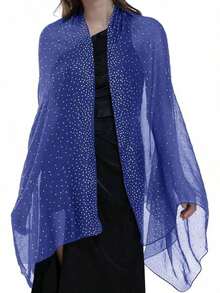 Starry Night Shawls And Wraps Evening Dresses, Shiny Scarf Women's Formal Wear, Glitzy Fashion QTAG - 中棕色黃色/金色星星 - 查看 2