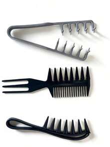 Conjunto de Pentes para Estilizar Cabelo Masculino - Pente de Dentes Largos para Cabelos com Óleo, Pente para Volume, Pente Duplo Grosso, Pente com Presilha de Plástico para Dar Volume na Raiz - Multicolorido - Ver 14