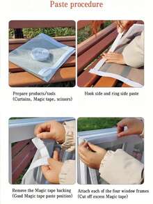 Lưới chống muỗi cho cửa sổ, lắp đặt dễ dàng không cần khoan với khóa dán, lưới có thể tháo rời và giặt được, dùng để chống côn trùng, thông gió, thích hợp cho nhà ở, văn phòng, xe RV. - Lưới màu xám với các cạnh màu trắng - Xem 11