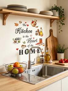 Kitchen/Dining Room Wall Decoration: Decorative Wall Stickers, Creative Kitchenware, Pepper/Salt English Slogan Stickers. - Multicolor - View 4