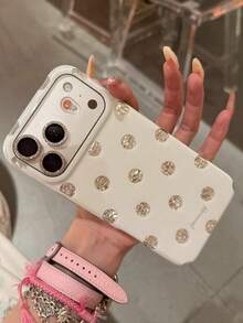 Casing Ponsel Polkadot Perak Berongga Kompatibel dengan iPhone 17 Pro Max, 17 Pro Model Baru, Feminin, Unik, Berlapis, Pelindung Anti Jatuh Kompatibel dengan iPhone 16 Pro, 15 Pro, 14 Pro Max, 13, Desain Kreatif - Hitam - View 4