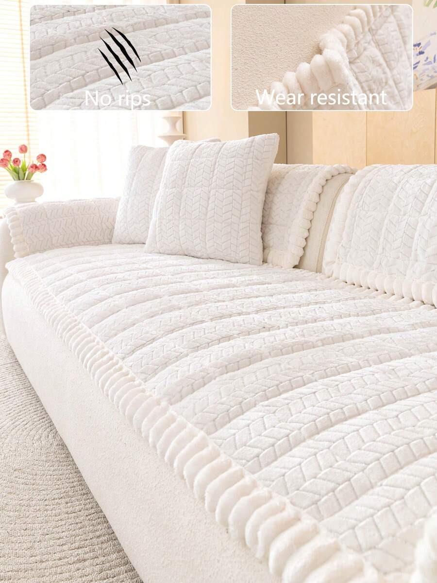 1pc All-Season Sofa Cushion Cover, Modern Minimalist Non-Slip Sofa Seat Protector, Dust-Proof And Washable, Soft And Colorfast, Pet-Friendly, Fits Sectional Sofa, Bedroom, Office, Living Room