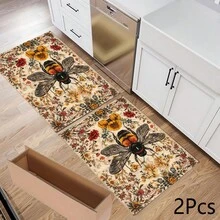 1 件装蜜蜂图案吸水垫/晾干垫，适用于咖啡机、餐具 - 涤纶吸水桌面保护垫，带橡胶防滑垫，可用于厨房台面装饰、家庭酒吧和餐桌 - 彩色 - 查看 11