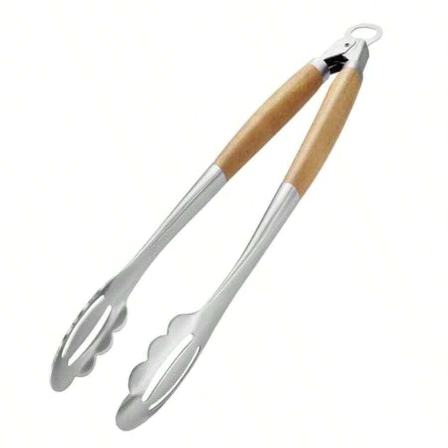 Stains Steel Barcue Tongs Wit Solid Wood Andle Ml Loc Design Extra Long 17.5 Inces 700 Rees Suitable Food Cong Salad And Outdoor Grilling Ecwood - Beechwood - View 1