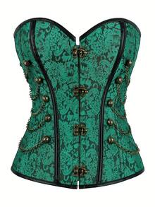 Local Shipping European And American Gothic Purple Court Corset - 綠色 - 查看 1