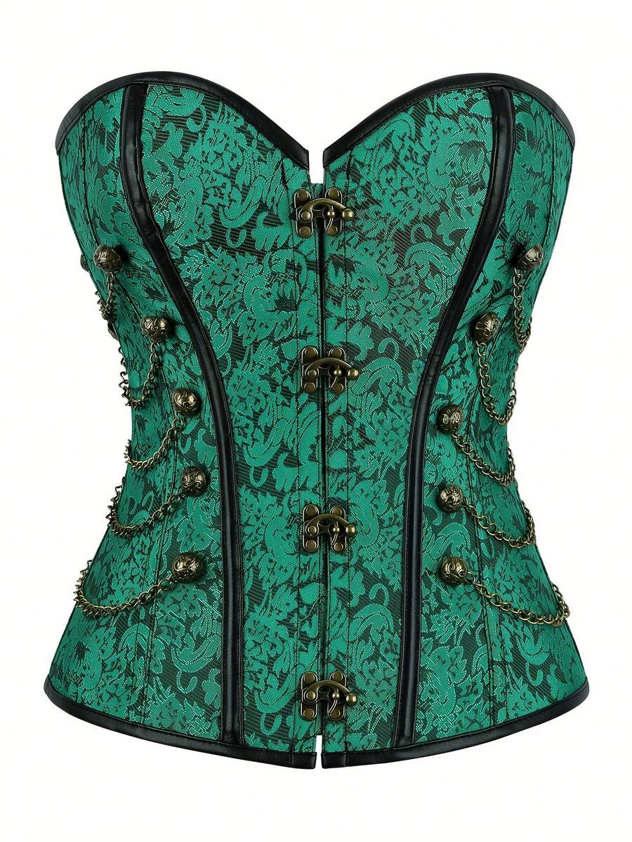 Local Shipping European And American Gothic Purple Court Corset - 綠色 - 查看 1