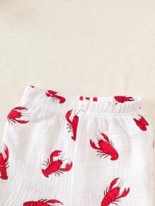 Set 2 Potong Kemeja Lengan Pendek Putih Motif Lobster untuk Bayi Laki-laki - Putih - View 5