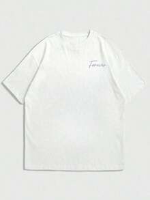 Men's Simple And Versatile Graphic Print Short Sleeve T-Shirt - 藍色 - 查看 5