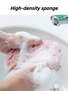 3 brosses de bain en éponge de couleurs, brosse de nettoyage de salle de bain + crochet, fournitures de salle de bain pour la maison, brosse en éponge à 3 couches - A - Voir 5
