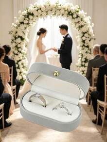 This Luxurious Velvet Ring Box Features A Magnetic Closure Design And An Elegant Oval-Shaped Ring Holder, Making It The Perfect Choice For Proposals, Engagements, And Vows. It Can Store Rings, Earrings, And Necklaces, Serving As A Luxurious Ring Holder, Bridal Accessory, And Ladies' Gift Box. The Extra-Wide Slots Can Accommodate Two Rings, Earrings, Or Pendants. This High-End Jewelry Display Box And Gift Storage Box Is An Ideal Choice For Valentine's Day, Anniversaries, Bridal Showers, Proposals, Weddings, Engagements, Honeymoons, And Back-To-School Seasons. - Multicolor - View 3