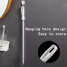 1/3pcs-Flexible Drain Cleaning Brush, Bendable Sink Snake Hair Clog Remover Tool For Bathroom Washbasin, Kitchen Sink, Bathtub, Floor Drain, Spiral Bristles Deep Crevice Cleaner With Hanging Hole - White - View 12