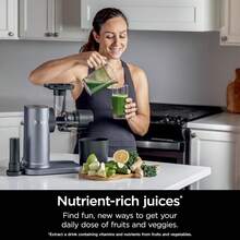 Certified Refurbished Ninja JC150 NeverClog Cold Press Juicer, Powerful Slow Juicer With Total Pulp Control, Countertop, Electric, 2 Pulp Functions, 2nd Generation, Silver (Renewed) - View 6