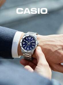 Reloj de cuarzo analógico con correa de acero inoxidable Casio MTP-VD01D-2B, accesorio de uso casual, regalo para hombres - Azul - Ver 3