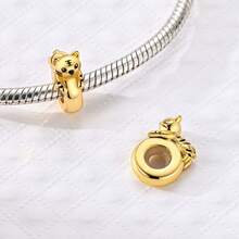 1Pc Gold Color Spacer Bead Sparkling Star Lion Tiger Leopard Cross Silicone Charm Fit Bracelet Bangle Diy Jewelry Making Beads Basic Accessories - Gold - View 7