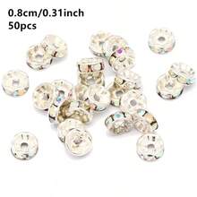 50 buah Manik-manik Bulat Rhinestone AB 4/6/8/10mm Kristal Lepas untuk Pembuatan Perhiasan DIY, Gelang, dan Aksesoris Kalung - oblat - View 25