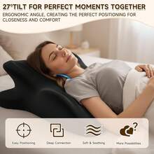 Ergonomic Memory Foam 27° Support Cushion, Ergonomic Memory Foam Wedge Pillow For Back And Neck Support, Bed Rest Reading Pillow For Sitting, Prone Pillow For Sleeping,Memory Foam Support Pillow, Ergonomic Contoured Lounger Cushion For Back - Black - View 4