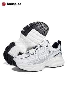 baasploa New Arrival Women's Thick Sole Sports Shoes Mesh Running Shoes Thick-Soled Height-Increasing Sports Shoes Lightweight Casual Shoes Vintage Shoes Shock-Absorbing Anti-Slip Wear-Resistant Soft-Soled Walking Shoes Women's Shoes Fashionable And Versatile Running Training Shoes,Platform Sneakers,Vintage Patchwork‌(Roomy Fit Sneakers - Size Down For Narrow Feet) - 白色 - 查看 1
