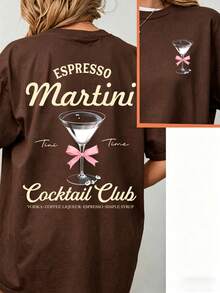 Áo thun nữ in hình dải ruy băng Espresso Martini, thương hiệu Coffee Club, kiểu dáng đơn giản, cổ tròn, tay ngắn, thích hợp cho trang phục mùa hè. - Nhiều màu - Xem 6
