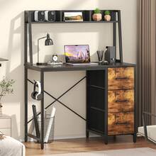 Computer Desk With 3 Drawers, 100x50 Cm Corner Desk For Home Office, Office Desks - View 3
