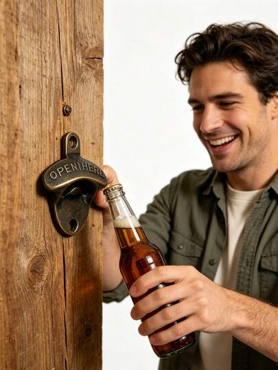Antique Bronze Wall Mounted Bottle Opener Classic Beer Cap Remover Wood Mount Bar Pub Home Party Decorative Accessories