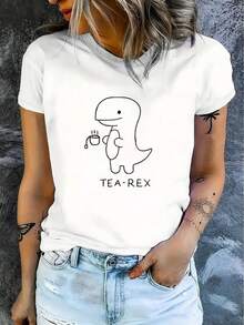 |   Diseño exquisito |   Suelto y cómodo |   Fácil de combinar | Camiseta Casual de Manga Corta para Mujer, Paquete de 1, 100% Algodón Grueso - Cuello Redondo Cómodo, Camiseta Suave y Bonita - Blanco - Ver 2