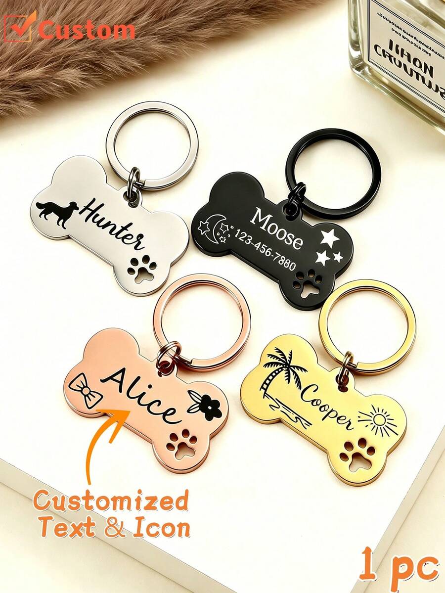 Customized Pet ID Tag, Personalized Dog Name Plate, Custom Engraved Dog Tag, Personalized Cat ID Tag, Custom Pet Name Plate, Personalized Dog Tag With Name And Text, Mother's Day Gift, Father's Day Gift, Anniversary Gift, Pet Gift, Dog Birthday Gift, Gift For Dog Lovers, Gift For Mom/Dad, Gift For Her/Girlfriend ,Travel Organizer