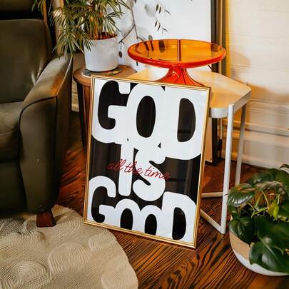 1pc God Is Good All The Time Wall Art Picture Christian Prints Canvas Painting Faith Quote Poster Contemporary Christian Decor For Living Room Bedroom Unframed/ Framed /Wooden Hanging Scroll