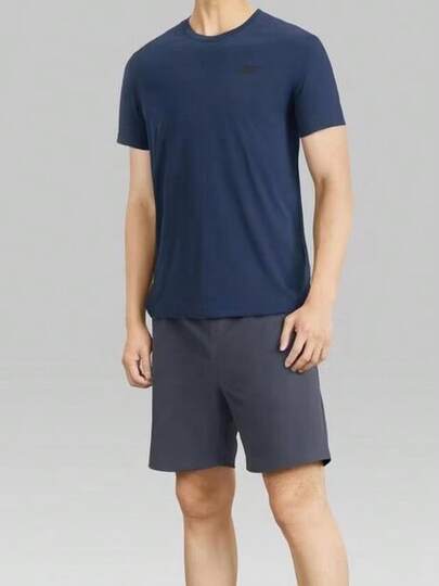 Skechers 基礎純色運動兩件丨速乾透氣抗皺免熨男士日常跑步休閒套裝